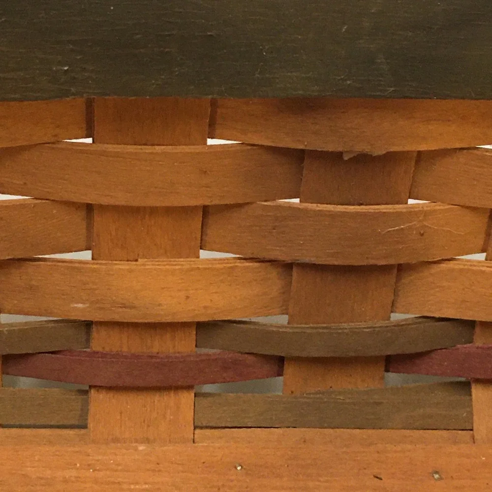 Workshops Gerald E Henn Woven Basket Decor Brown Green Red Rectangle Cottagecore